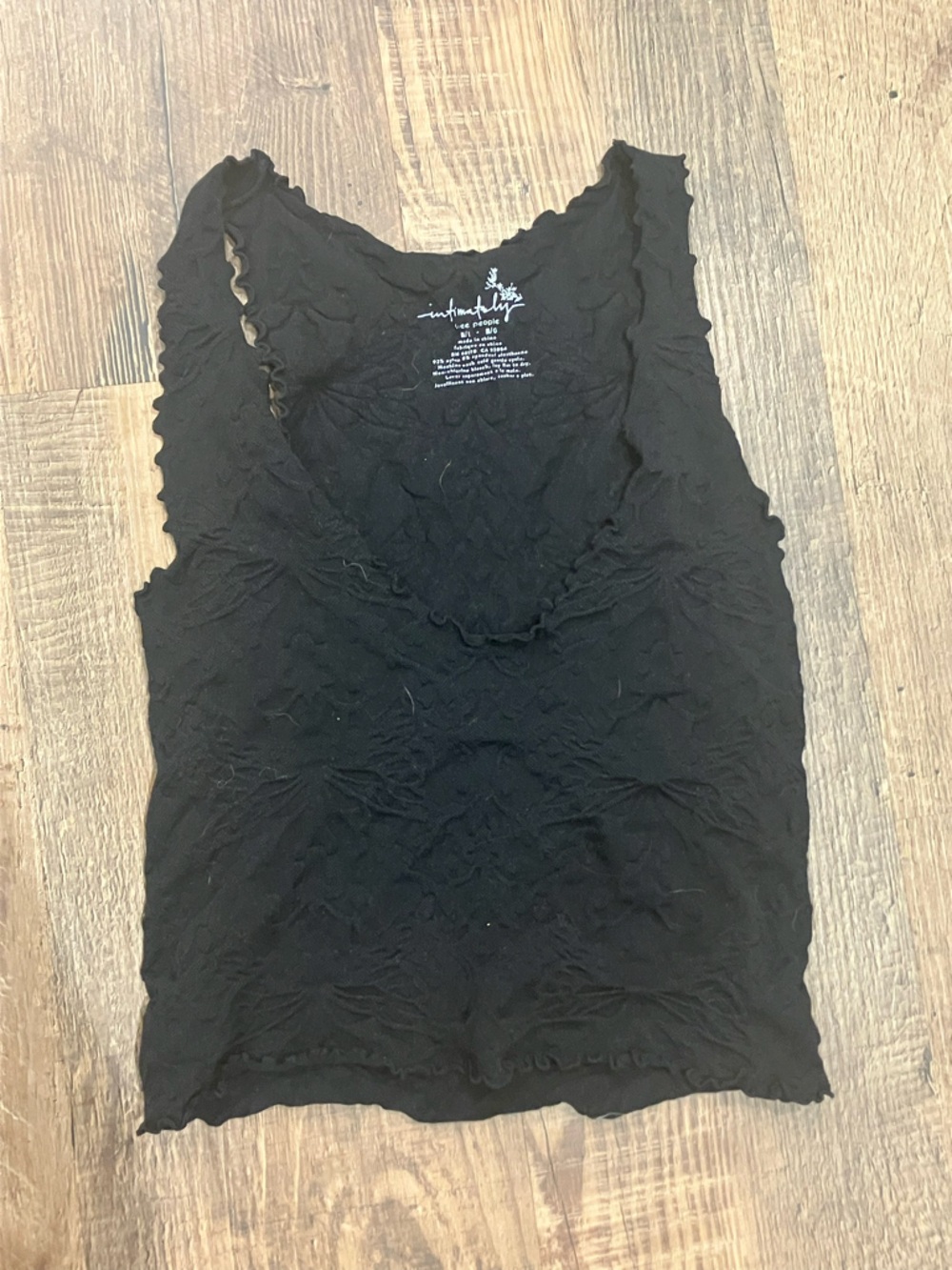Intimately by Free People Here For You Cami Black Ribbed Lace-Edge
